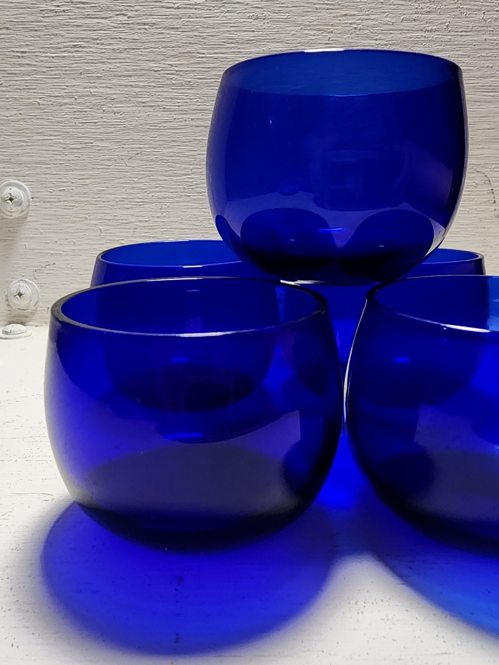 Set of Vintage Deep Cobalt Blue Glass Finger Bowls